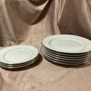 New 9 JC Penney Home Collection White with Gold China Plates